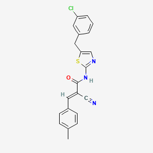 molecular formula C21H16ClN3OS B11649386 (2E)-N-[5-(3-chlorobenzyl)-1,3-thiazol-2-yl]-2-cyano-3-(4-methylphenyl)prop-2-enamide 