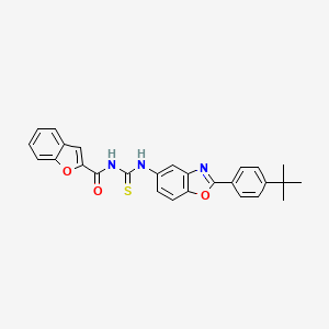 molecular formula C27H23N3O3S B11649402 N-{[2-(4-tert-butylphenyl)-1,3-benzoxazol-5-yl]carbamothioyl}-1-benzofuran-2-carboxamide 