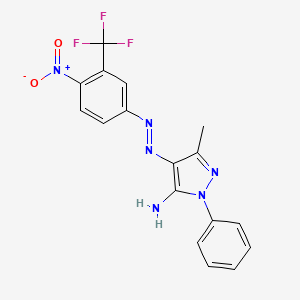 molecular formula C17H13F3N6O2 B11649467 (Z)-3-methyl-4-(2-(4-nitro-3-(trifluoromethyl)phenyl)hydrazono)-1-phenyl-1H-pyrazol-5(4H)-imine 