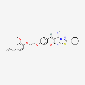 (6Z)-2-cyclohexyl-5-imino-6-(4-{2-[2-methoxy-4-(prop-2-en-1-yl)phenoxy]ethoxy}benzylidene)-5,6-dihydro-7H-[1,3,4]thiadiazolo[3,2-a]pyrimidin-7-one