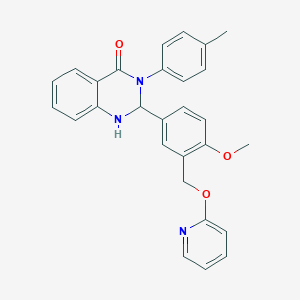 molecular formula C28H25N3O3 B11649500 2-[4-Methoxy-3-(pyridin-2-yloxymethyl)phenyl]-3-(4-methylphenyl)-1,2-dihydroquinazolin-4-one 