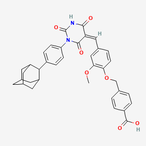 4-({2-methoxy-4-[(Z)-{2,4,6-trioxo-1-[4-(tricyclo[3.3.1.1~3,7~]dec-2-yl)phenyl]tetrahydropyrimidin-5(2H)-ylidene}methyl]phenoxy}methyl)benzoic acid