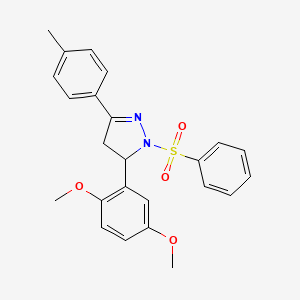 molecular formula C24H24N2O4S B11649524 1-(benzenesulfonyl)-5-(2,5-dimethoxyphenyl)-3-(4-methylphenyl)-4,5-dihydro-1H-pyrazole 