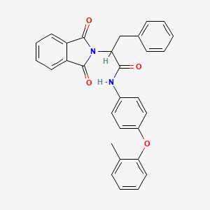 molecular formula C30H24N2O4 B11649549 2-(1,3-dioxo-1,3-dihydro-2H-isoindol-2-yl)-N-[4-(2-methylphenoxy)phenyl]-3-phenylpropanamide 