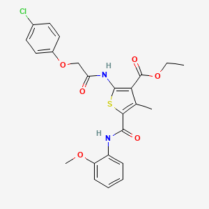 molecular formula C24H23ClN2O6S B11649583 Ethyl 2-{[(4-chlorophenoxy)acetyl]amino}-5-[(2-methoxyphenyl)carbamoyl]-4-methylthiophene-3-carboxylate 