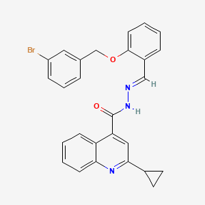 molecular formula C27H22BrN3O2 B11649584 N'-[(E)-{2-[(3-bromobenzyl)oxy]phenyl}methylidene]-2-cyclopropylquinoline-4-carbohydrazide 