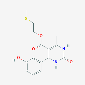 molecular formula C15H18N2O4S B11649601 2-(Methylsulfanyl)ethyl 4-(3-hydroxyphenyl)-6-methyl-2-oxo-1,2,3,4-tetrahydropyrimidine-5-carboxylate 