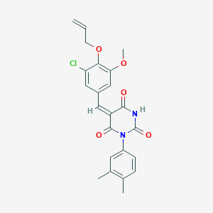 (5E)-5-[3-chloro-5-methoxy-4-(prop-2-en-1-yloxy)benzylidene]-1-(3,4-dimethylphenyl)pyrimidine-2,4,6(1H,3H,5H)-trione