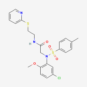 molecular formula C23H24ClN3O4S2 B11649612 2-[N-(5-Chloro-2-methoxyphenyl)4-methylbenzenesulfonamido]-N-[2-(pyridin-2-ylsulfanyl)ethyl]acetamide 