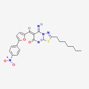 molecular formula C23H23N5O4S B11649621 (6Z)-2-heptyl-5-imino-6-{[5-(4-nitrophenyl)furan-2-yl]methylidene}-5,6-dihydro-7H-[1,3,4]thiadiazolo[3,2-a]pyrimidin-7-one 