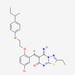 molecular formula C26H27BrN4O3S B11649630 (6Z)-6-(5-bromo-2-{2-[4-(butan-2-yl)phenoxy]ethoxy}benzylidene)-2-ethyl-5-imino-5,6-dihydro-7H-[1,3,4]thiadiazolo[3,2-a]pyrimidin-7-one 