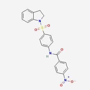 molecular formula C21H17N3O5S B11649661 N-[4-(2,3-dihydro-1H-indol-1-ylsulfonyl)phenyl]-4-nitrobenzamide 