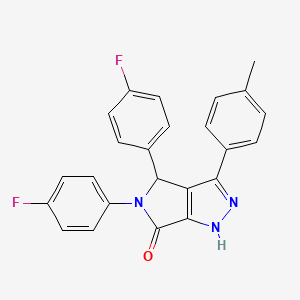 molecular formula C24H17F2N3O B11649662 4,5-bis(4-fluorophenyl)-3-(4-methylphenyl)-4,5-dihydropyrrolo[3,4-c]pyrazol-6(2H)-one 