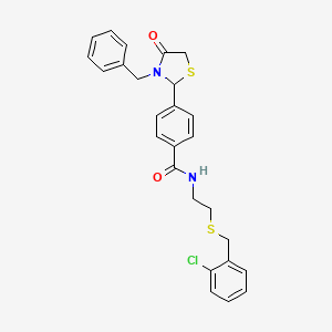 4-(3-benzyl-4-oxo-1,3-thiazolidin-2-yl)-N-{2-[(2-chlorobenzyl)sulfanyl]ethyl}benzamide