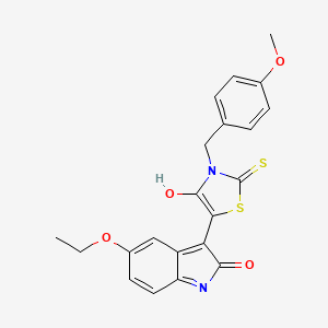 molecular formula C21H18N2O4S2 B11649683 (3Z)-5-ethoxy-3-[3-(4-methoxybenzyl)-4-oxo-2-thioxo-1,3-thiazolidin-5-ylidene]-1,3-dihydro-2H-indol-2-one 