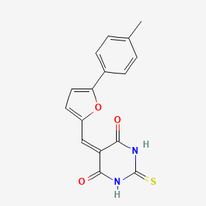 molecular formula C16H12N2O3S B11649687 2-Thioxo-5-(5-p-tolyl-furan-2-ylmethylene)-dihydro-pyrimidine-4,6-dione 