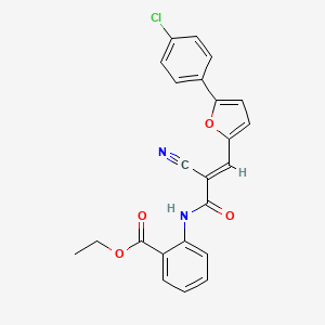 molecular formula C23H17ClN2O4 B11649689 ethyl 2-({(2E)-3-[5-(4-chlorophenyl)furan-2-yl]-2-cyanoprop-2-enoyl}amino)benzoate 