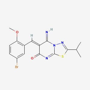 molecular formula C16H15BrN4O2S B11649696 (6Z)-6-(5-bromo-2-methoxybenzylidene)-5-imino-2-(propan-2-yl)-5,6-dihydro-7H-[1,3,4]thiadiazolo[3,2-a]pyrimidin-7-one 