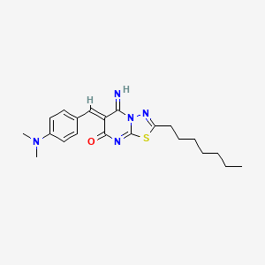 (6Z)-6-[4-(dimethylamino)benzylidene]-2-heptyl-5-imino-5,6-dihydro-7H-[1,3,4]thiadiazolo[3,2-a]pyrimidin-7-one