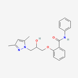 molecular formula C21H23N3O3 B11649786 2-[3-(3,5-Dimethyl-pyrazol-1-yl)-2-hydroxy-propoxy]-N-phenyl-benzamide 