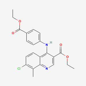 molecular formula C22H21ClN2O4 B11649796 Ethyl 7-chloro-4-{[4-(ethoxycarbonyl)phenyl]amino}-8-methylquinoline-3-carboxylate 