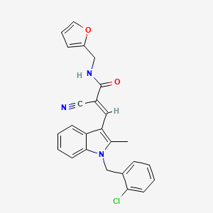 (2E)-3-[1-(2-chlorobenzyl)-2-methyl-1H-indol-3-yl]-2-cyano-N-(furan-2-ylmethyl)prop-2-enamide