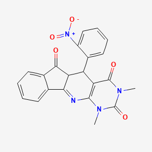 molecular formula C22H16N4O5 B11649873 5,7-dimethyl-2-(2-nitrophenyl)-5,7,9-triazatetracyclo[8.7.0.03,8.011,16]heptadeca-3(8),9,11,13,15-pentaene-4,6,17-trione 