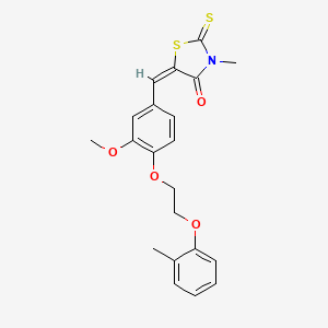 molecular formula C21H21NO4S2 B11649886 (5E)-5-{3-methoxy-4-[2-(2-methylphenoxy)ethoxy]benzylidene}-3-methyl-2-thioxo-1,3-thiazolidin-4-one 