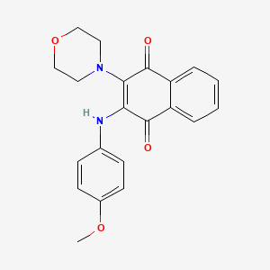 molecular formula C21H20N2O4 B11649890 2-[(4-Methoxyphenyl)amino]-3-(morpholin-4-yl)naphthalene-1,4-dione 