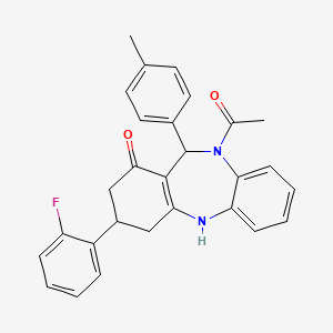 10-acetyl-3-(2-fluorophenyl)-11-(4-methylphenyl)-2,3,4,5,10,11-hexahydro-1H-dibenzo[b,e][1,4]diazepin-1-one