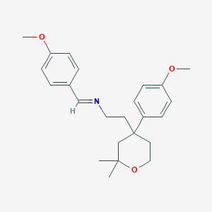 molecular formula C24H31NO3 B11649947 (E)-{2-[4-(4-Methoxyphenyl)-2,2-dimethyloxan-4-YL]ethyl}[(4-methoxyphenyl)methylidene]amine 