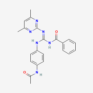 molecular formula C22H22N6O2 B11649952 N-{(Z)-{[4-(acetylamino)phenyl]amino}[(4,6-dimethylpyrimidin-2-yl)amino]methylidene}benzamide 