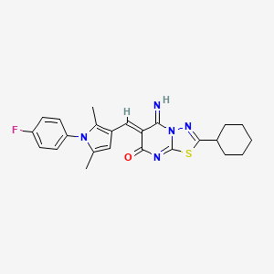 (6Z)-2-cyclohexyl-6-{[1-(4-fluorophenyl)-2,5-dimethyl-1H-pyrrol-3-yl]methylidene}-5-imino-5,6-dihydro-7H-[1,3,4]thiadiazolo[3,2-a]pyrimidin-7-one