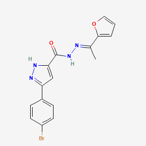 molecular formula C16H13BrN4O2 B11650001 3-(4-bromophenyl)-N'-[(E)-1-(2-furyl)ethylidene]-1H-pyrazole-5-carbohydrazide 