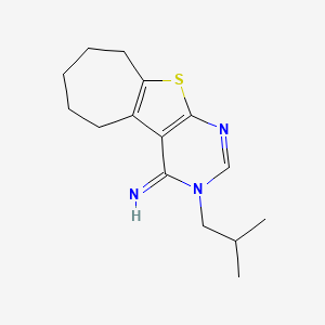 molecular formula C15H21N3S B11650005 3-(2-methylpropyl)-3,5,6,7,8,9-hexahydro-4H-cyclohepta[4,5]thieno[2,3-d]pyrimidin-4-imine 