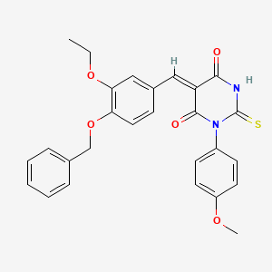 molecular formula C27H24N2O5S B11650070 (5Z)-5-[4-(benzyloxy)-3-ethoxybenzylidene]-1-(4-methoxyphenyl)-2-thioxodihydropyrimidine-4,6(1H,5H)-dione 