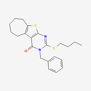 molecular formula C22H26N2OS2 B11650071 3-benzyl-2-(butylsulfanyl)-3,5,6,7,8,9-hexahydro-4H-cyclohepta[4,5]thieno[2,3-d]pyrimidin-4-one 