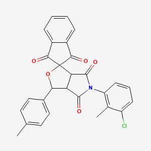 molecular formula C28H20ClNO5 B11650073 5-(3-chloro-2-methylphenyl)-3-(4-methylphenyl)-3a,6a-dihydrospiro[furo[3,4-c]pyrrole-1,2'-indene]-1',3',4,6(3H,5H)-tetrone 