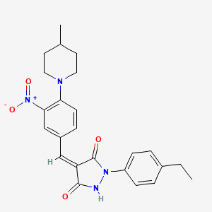 molecular formula C24H26N4O4 B11650088 (4Z)-1-(4-ethylphenyl)-4-[4-(4-methylpiperidin-1-yl)-3-nitrobenzylidene]pyrazolidine-3,5-dione 