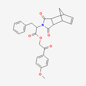 2-(4-methoxyphenyl)-2-oxoethyl 2-(1,3-dioxo-1,3,3a,4,7,7a-hexahydro-2H-4,7-methanoisoindol-2-yl)-3-phenylpropanoate