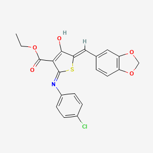 molecular formula C21H16ClNO5S B11650127 ethyl (5Z)-5-(1,3-benzodioxol-5-ylmethylidene)-2-[(4-chlorophenyl)amino]-4-oxo-4,5-dihydrothiophene-3-carboxylate 