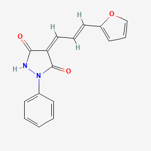 molecular formula C16H12N2O3 B11650175 (4Z)-4-[(2E)-3-(furan-2-yl)prop-2-en-1-ylidene]-1-phenylpyrazolidine-3,5-dione 