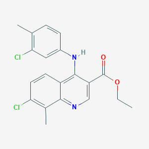 Ethyl 7-chloro-4-[(3-chloro-4-methylphenyl)amino]-8-methylquinoline-3-carboxylate