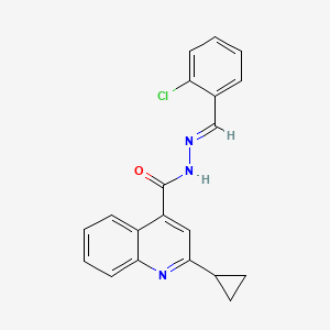 molecular formula C20H16ClN3O B11650181 N'-[(E)-(2-chlorophenyl)methylidene]-2-cyclopropylquinoline-4-carbohydrazide 