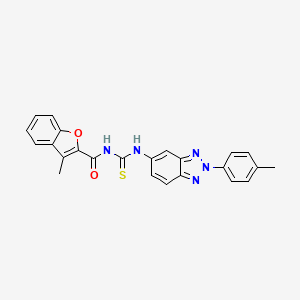 molecular formula C24H19N5O2S B11650194 3-methyl-N-{[2-(4-methylphenyl)-2H-benzotriazol-5-yl]carbamothioyl}-1-benzofuran-2-carboxamide 