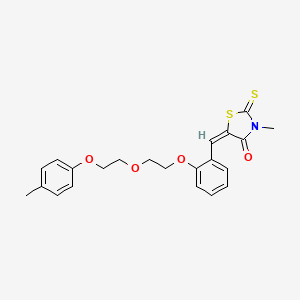 molecular formula C22H23NO4S2 B11650202 (5E)-3-methyl-5-(2-{2-[2-(4-methylphenoxy)ethoxy]ethoxy}benzylidene)-2-thioxo-1,3-thiazolidin-4-one 