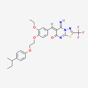 (6Z)-6-(4-{2-[4-(butan-2-yl)phenoxy]ethoxy}-3-ethoxybenzylidene)-5-imino-2-(trifluoromethyl)-5,6-dihydro-7H-[1,3,4]thiadiazolo[3,2-a]pyrimidin-7-one