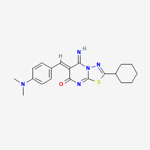 molecular formula C20H23N5OS B11650230 (6Z)-2-cyclohexyl-6-[4-(dimethylamino)benzylidene]-5-imino-5,6-dihydro-7H-[1,3,4]thiadiazolo[3,2-a]pyrimidin-7-one 