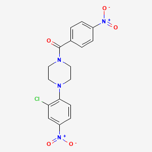 molecular formula C17H15ClN4O5 B11650238 1-(2-Chloro-4-nitrophenyl)-4-(4-nitrobenzoyl)piperazine 