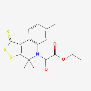 molecular formula C17H17NO3S3 B11650239 ethyl oxo(4,4,7-trimethyl-1-thioxo-1,4-dihydro-5H-[1,2]dithiolo[3,4-c]quinolin-5-yl)acetate 